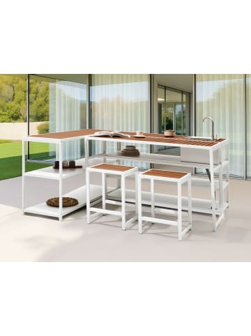 Beliani Gartenküche AVETRANA in Weiß/Braun - (W) 159 x (H) 116 x (L) 50 cm