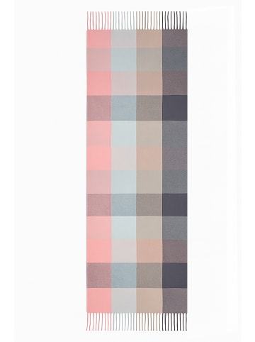 Faera Weicher Strickschal mit Fransen und geometrischem Muster in orange/grün