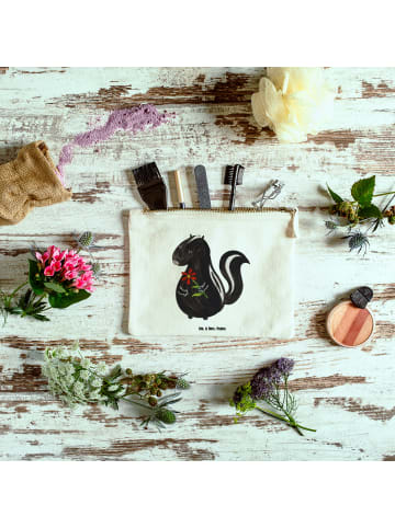 Mr. & Mrs. Panda Baumwolltasche Stinktier Blume ohne Spruch in Weiß