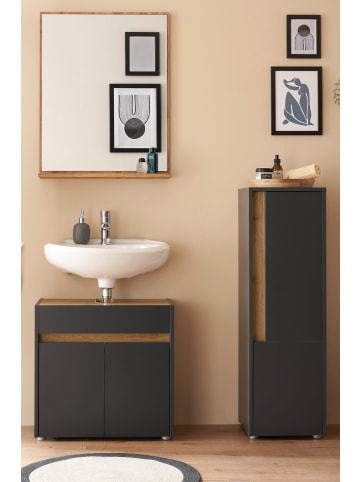 Furn.Design Badmöbel-Set 3-teilig grau matt, Wotan Eiche, Badkombination 114 cm