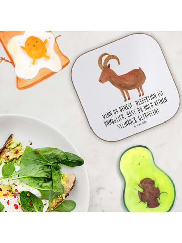 Mr. & Mrs. Panda Holzuntersetzer Steinbock Perfektion mit Spruch in Weiß