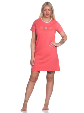 NORMANN Nachthemd kurzarm Bigshirt Blumen - 74563 in rot