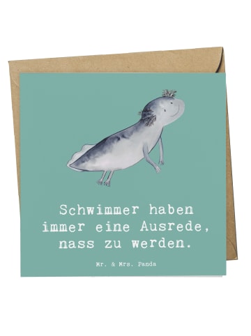 Mr. & Mrs. Panda Einladungskarte Schwimmen Ausrede mit Spruch in Meeresbrise