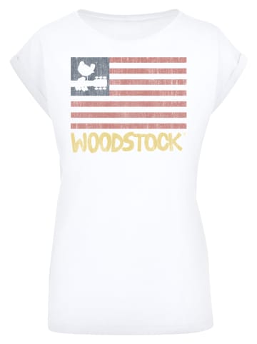 F4NT4STIC T-Shirt Woodstock USA Flag' in weiß