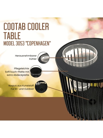 COOTAB Cooler Table 4-in-1 Loungetisch mit Acryl-Weinkühler Copenhagen in Schwarz 45 cm in schwarz
