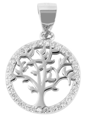 Adeliás Damen Anhänger – Lebensbaumanhänger aus 925 Silber mit Zirkonia in silber