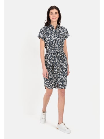 Camel Active Hemdblusenkleid im Allover-Print in Blau-Weiß