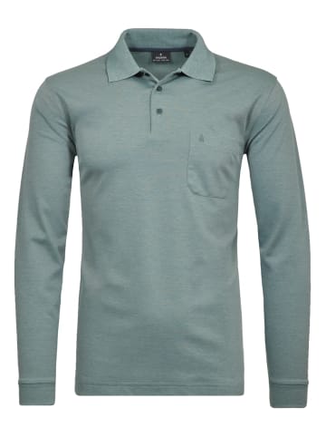 Ragman Softknit-Polo mit Brusttasche, Langarm in Grün