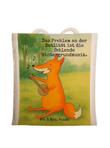 Mr. & Mrs. Panda Umhängetasche Fuchs Gitarre Design mit Spruch in Weiß
