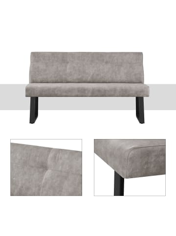 DUBI Möbel Sitzbank Joy in Wildleder-Grau - (B)160 x (H)89 x  (T)65 cm