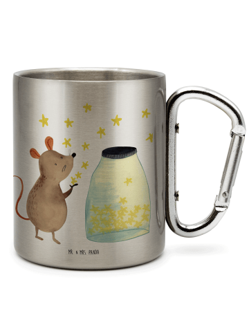 Mr. & Mrs. Panda Outdoor Tasse Maus Sterne ohne Spruch in Silber