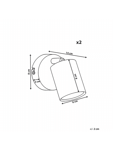 Beliani 2er-Set Wandleuchten NYANDO in Schwarz