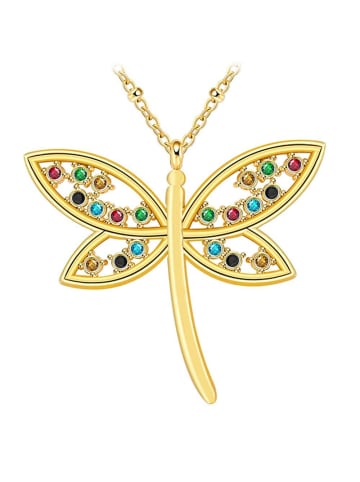 Himmelsflüsterer  Luxus Multicolor-Kristall-Sommer-Libelle - Farbe: Gold