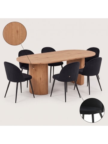 ebuy24 Essgruppe Kyoto Natur, schwarz 210 x 100 cm