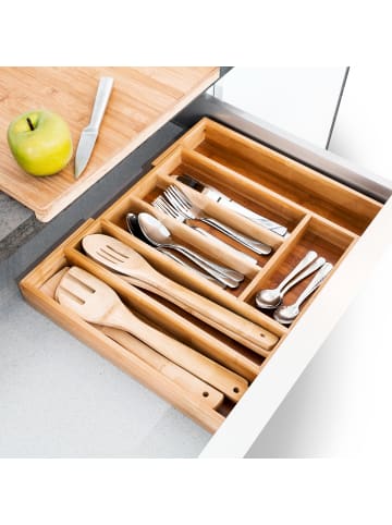 relaxdays Besteckkasten in Natur - (B)43 x (H)5 x (T)34 cm