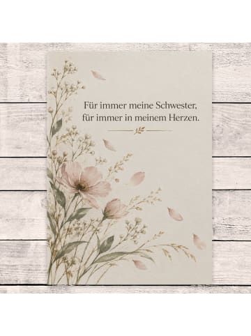 Trauerspruchkarte Schwester tröstlich Design mi... in Weiß