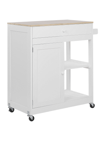 Beliani Servierwagen TRAPANI in Weiß/Braun - (W) 75 x (H) 87 x (L) 44 cm