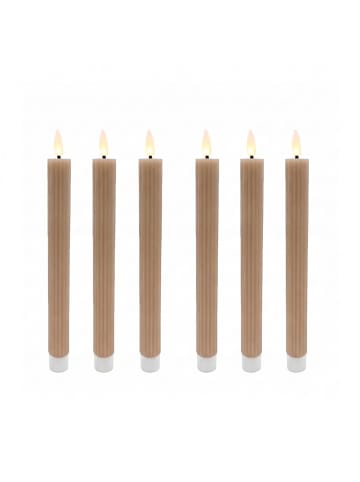 relaxdays 6 x LED Stabkerzen in Mocha Mousse