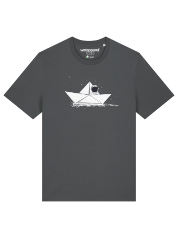 wat? Apparel T-Shirt Astronaut in paper boat in Grau