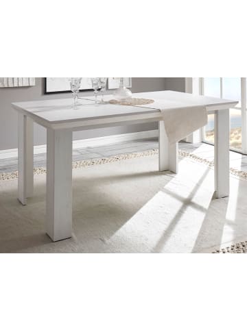 Furn.Design Esstisch Pinie weiß 160 x 90 cm, Küchentisch im Landhaus-Stil