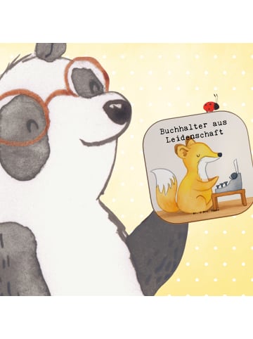 Mr. & Mrs. Panda Untersetzer Glas Buchhalter Leidenschaft Design... in Weiß