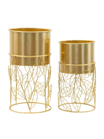 Mauro Ferretti Goldene Metall-Pflanztöpfe, 2er-Set, Ø 23x43-20x36 cm