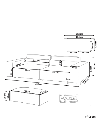Beliani 2-tlg Modulsofa HELLNAR in Beige