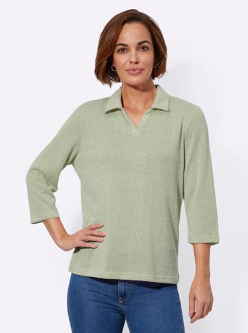 WITT WEIDEN Poloshirt in lindgrün-meliert