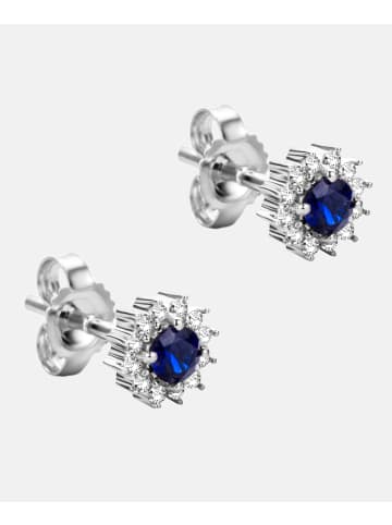 Diamant L'éternel Ohrringe aus 375 Weißgold mit Lab Grown Diamant mit Saphir