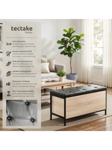 tectake gepolsterte Sitztruhe, Kunstlederbezug, 81,5 x 41,5 x 50,5 cm