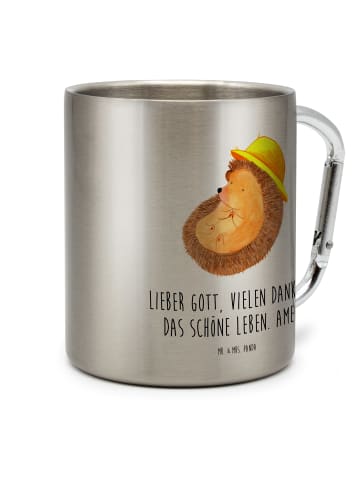 Mr. & Mrs. Panda Thermobecher Igel Beten mit Spruch in Silber