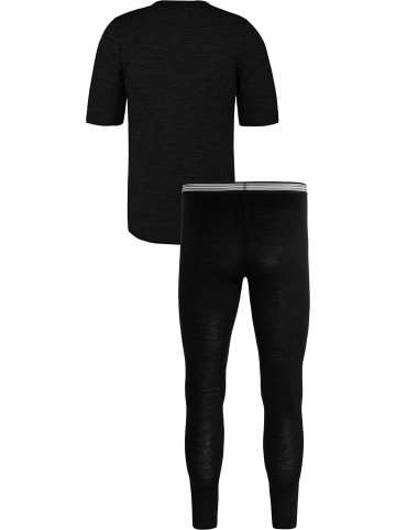 Normani Outdoor Sports Herren Merino-Set T-Shirt und Unterhose in Schwarz