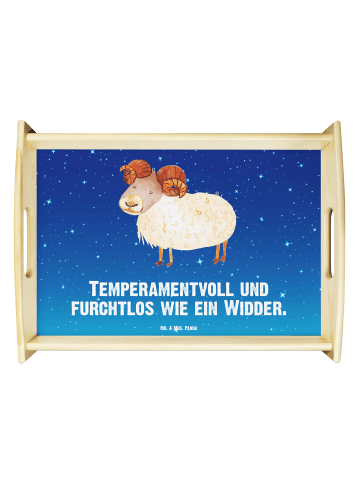 Mr. & Mrs. Panda Servierbrett Sternzeichen Widder mit Spruch in Sternenhimmel Blau