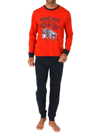 NORMANN Schlafanzug langarm Frontprint in rot