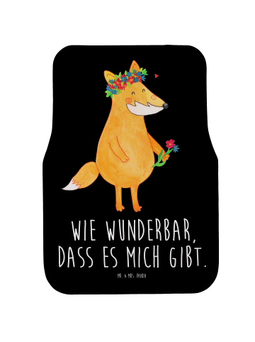 Mr. & Mrs. Panda Matte Auto Fuchs Blumen mit Spruch in Schwarz