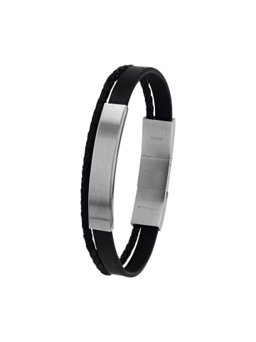 Tom Tailor Identarmband Edelstahl, Leder in silber