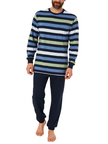 NORMANN Pyjama Schlafanzug Bündchen Streifen - 45762 in marine
