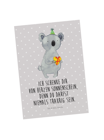 Mr. & Mrs. Panda Postkarte Koala Geschenk mit Spruch in Grau Pastell