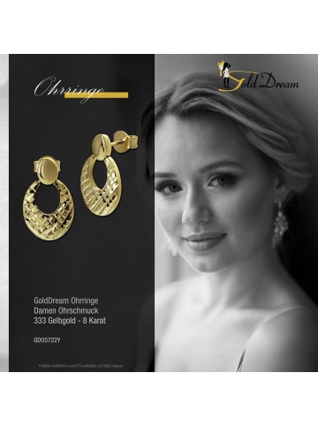 GoldDream Echtgold, 333er Gelbgold Damen Ohrstecker Oval Ohrring ca. 17mm