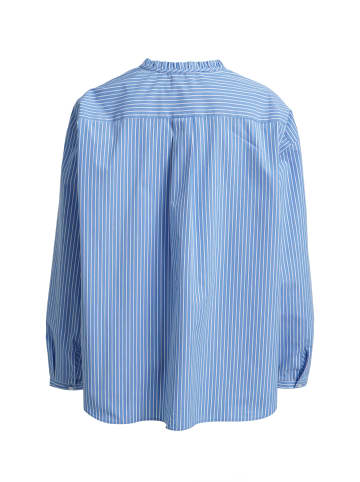 Milano Italy Oversized Bluse mit Rüschenkragen und Brusttasche in Azur Print