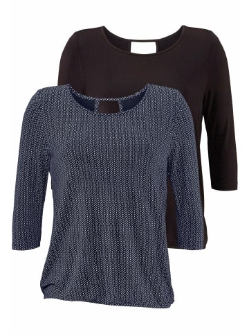 LASCANA 3/4-Arm-Shirt in navy-gemustert, schwarz