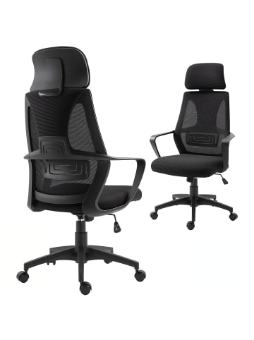 Vinsetto Bürostuhl-64L x 55B x 116-126H cm-Schwarz