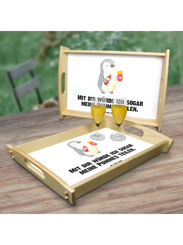 Mr. & Mrs. Panda Dekotablett Pinguin Pommes mit Spruch in Weiß