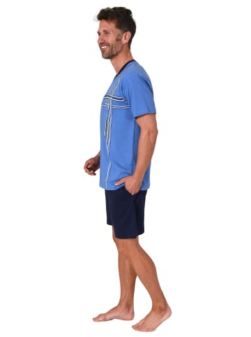 NORMANN Shorty Schlafanzug kurzarm Pyjama - 78162 in blau