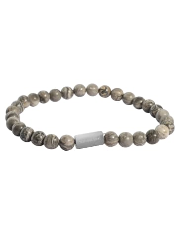 Adeliás Herren Armband – Kugelarmband aus Edelstahl mit Jaspis 21 cm in grau