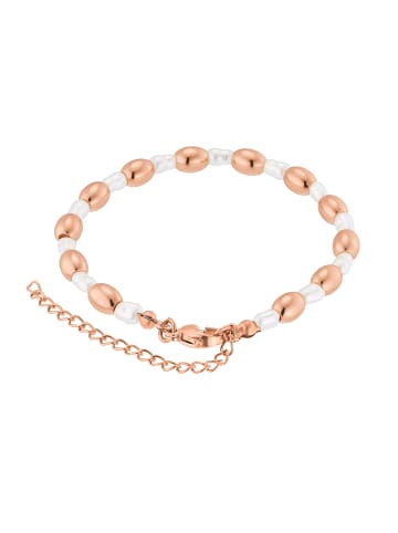 Steel_Art Armband mit Perle Maya silberfarben poliert in rosegoldfarben