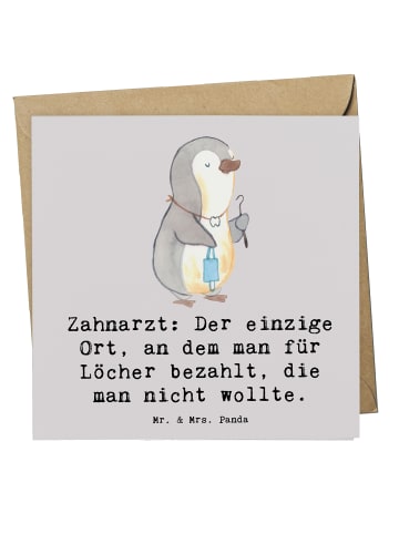 Mr. & Mrs. Panda Einladungskarte Zahnarzt Lochgebühr mit Spruch in Grau Pastell