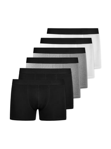 SNOCKS Boxershorts ohne Logo aus Bio-Baumwolle 6 Stück in Mix (Schwarz/Weiß/Grau)