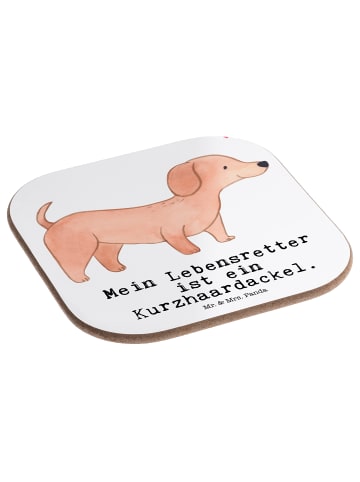 Mr. & Mrs. Panda Glas-Untersetzer Dackel Kurzhaardackel Lebensre... in Weiß