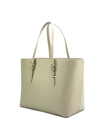 Florence Schultertasche, Shopper, Businesstasche Leder helltaupe, grau ca. 43cm